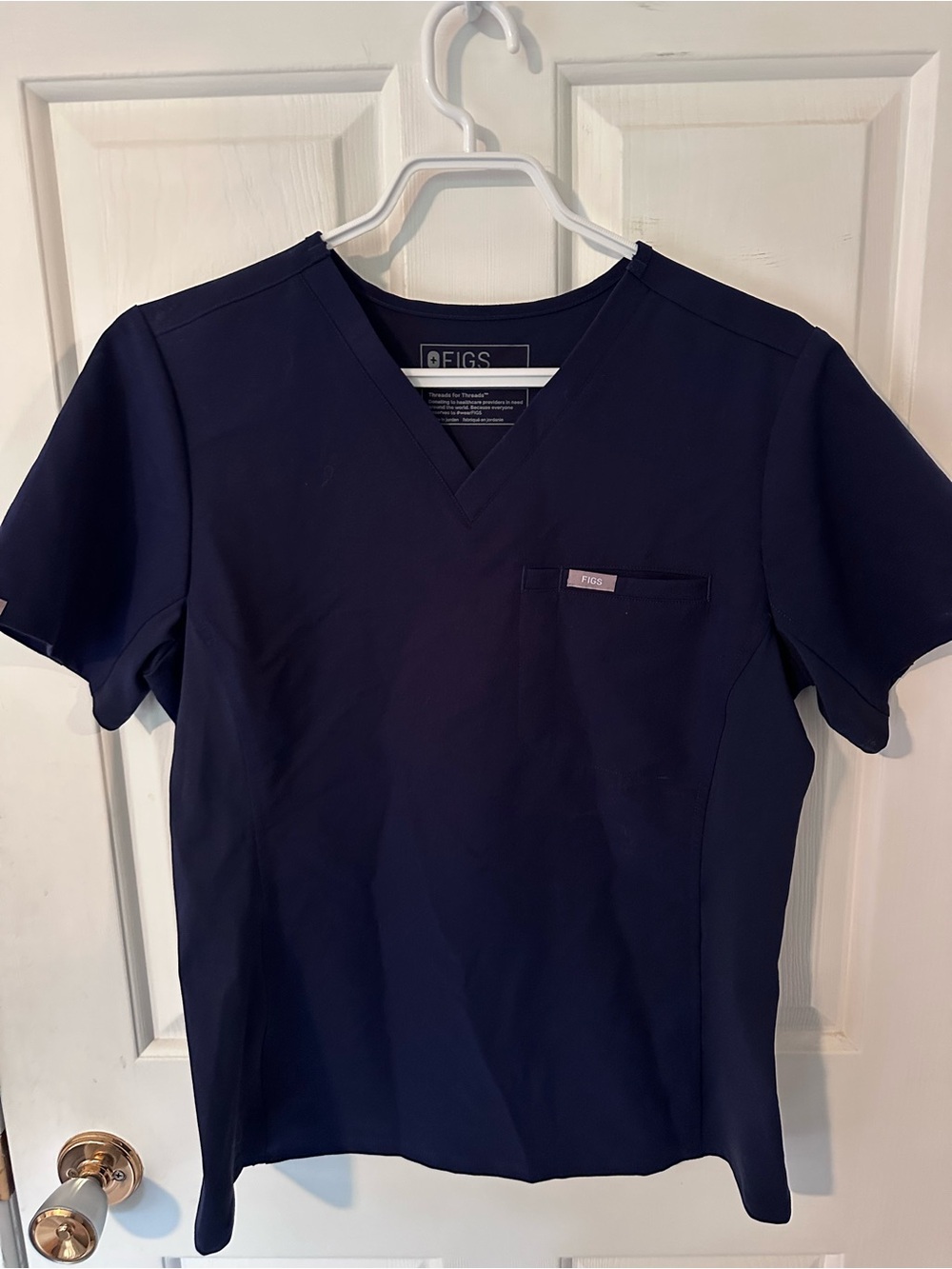 Figs Navy V-Neck Medical Scrub Top